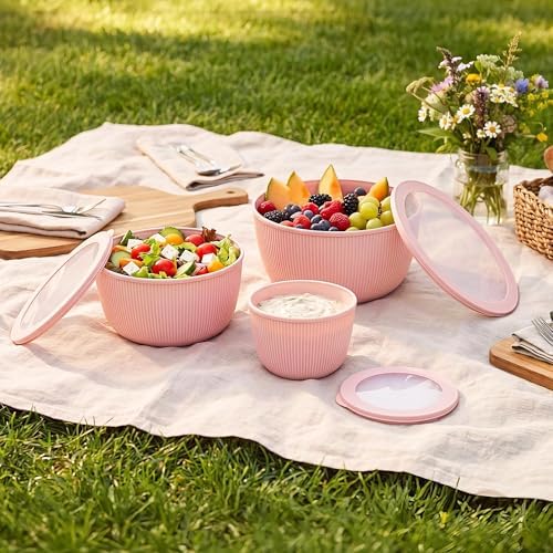 BoxedHome 4.97 Quarts Mixing Bowls with Lids Set, 4 Packs BPA-Free