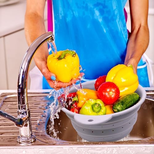 Silicone Collapsible Colander Set of 3, Thickened Foldable Strainers