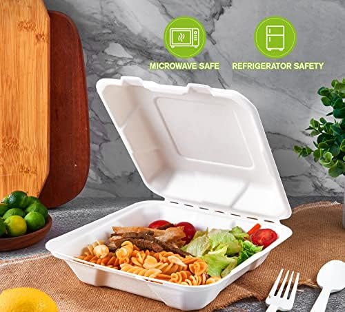 ECOLipak 50 Pack Compostable Clamshell Take Out Food Containers