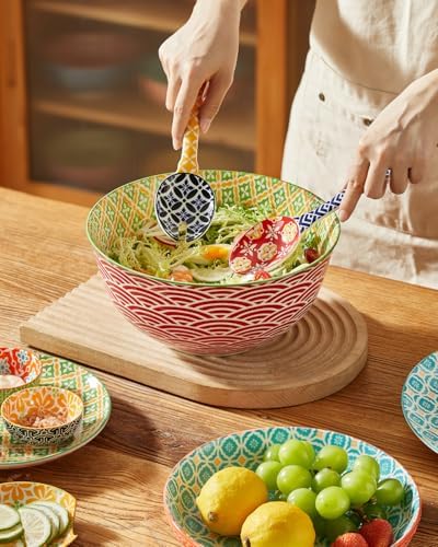 Metahom Ceramic Mixing Bowls Set of 3, Large Serving Bowls, Vibrant