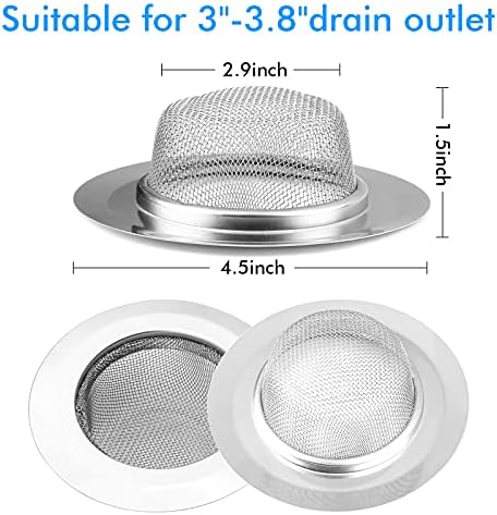 2Pcs Kitchen Sink Strainer, Stainless Steel Mesh Sink Drain Cover