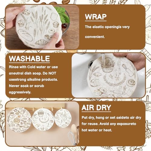 6-Pack Reusable Bowl Covers for Bread Proofing