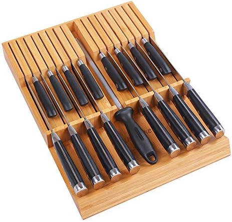 Utoplike Large Bamboo Kitchen Drawer Dividers Knife Organizer
