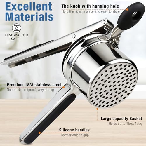 Potato Ricer, AIDOIT Large 15oz Potato Ricer Heavy Duty Stainless