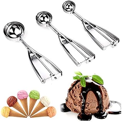 3 Pcs 3 Size Cookie Scoop Set Stainless Steel Ice Cream Scoop