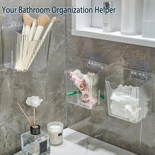 Lae Nuvole Clear Adhesive Wall Organizer Bins, Cabinet Door Storage