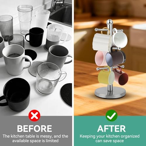 Cyrank Mug Holder, Mug Tree Coffee Cup Tree Coffee Cup Holder Stand