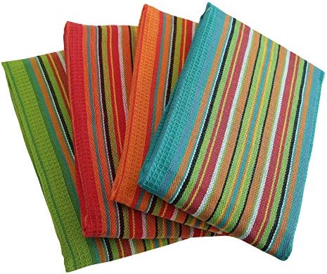 DG Collections Salsa Stripe Kitchen Dish Towels, 100% Cotton, Highly