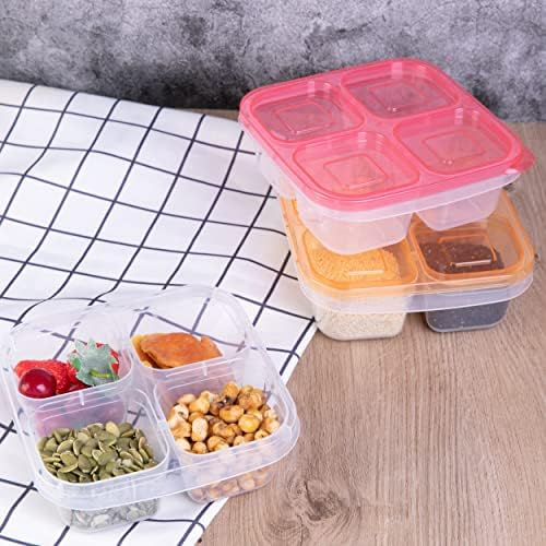 Finorder 6 Pack 4-Compartment Food Containers, Lunchable Snack
