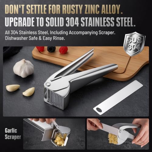 Uinxan 304 Stainless Steel Garlic Press