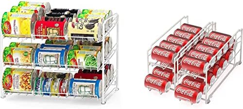 Simple Houseware Stackable Can Rack Organizer + Soda Can Dispenser