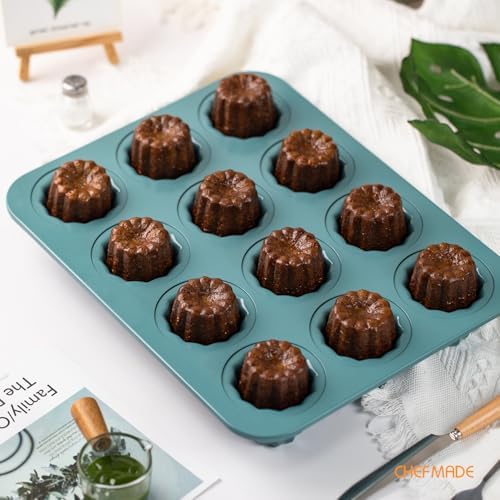 CHEFMADE Canele Mold Pan, 12-Cavity Nonstick Carbon Steel Bakeware