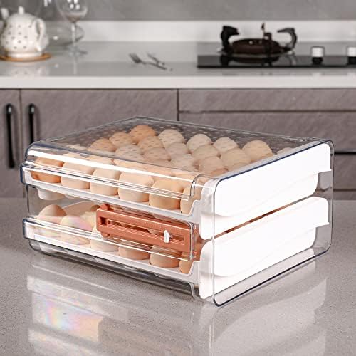 Sooyee 60-Egg Holder for Fridge, 2 Drawers