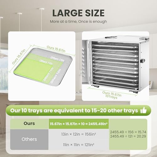 Commercial 10-Tray Stainless Steel Food Dehydrator
