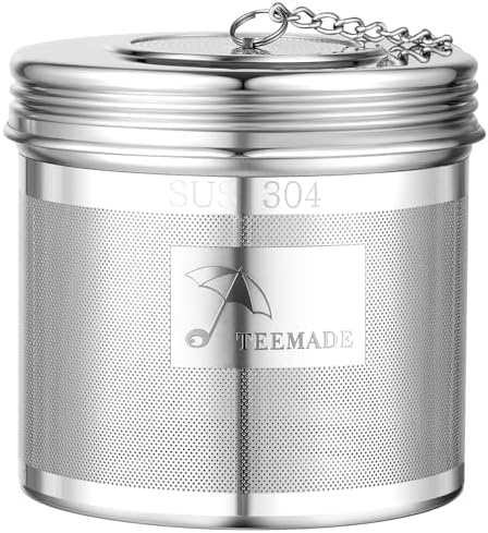 Extra Large Tea Infuser -304 Tea Filter with Threaded Lid & Chain