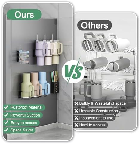 Magnetic Cup Holder for Fridge, Aufworld Tumbler Organizer with 8-Hook