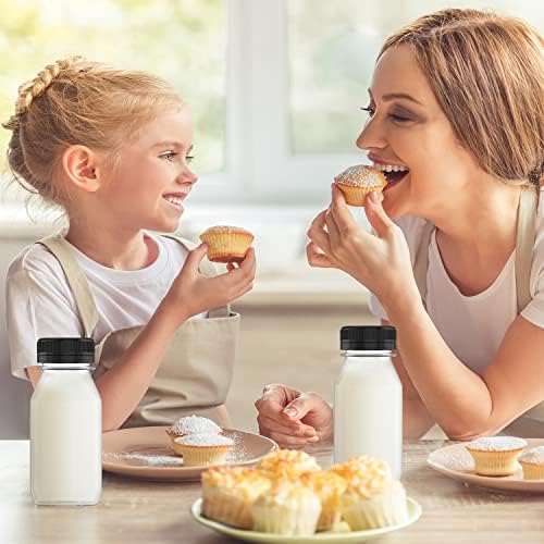8 Ounce Plastic Juice Bottle Drink Containers with Black Lids, 5 Pcs
