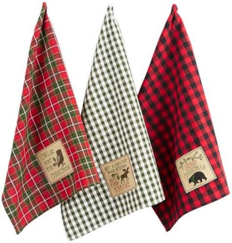 DII Holiday Kitchen Towels Embroidered Dish Towel Set, 18x28, Cabin