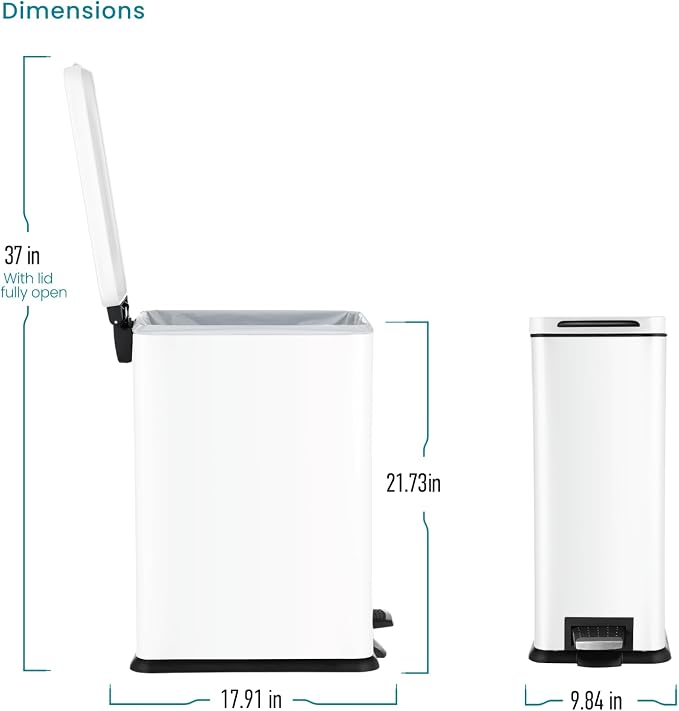 Home Zone Living 8 Gallon Slim Kitchen Trash Can - Image 7