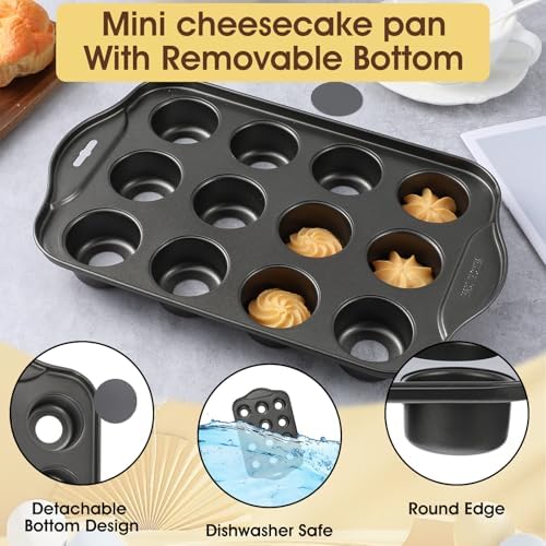 2 Pack Mini Cheesecake Pans Removable Bottom 12 Cavity Mini Cupcake