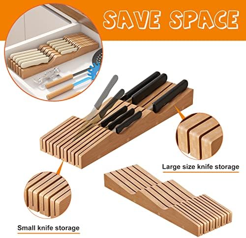 In-Drawer Bamboo Knife Block for 11 Knives, Natural