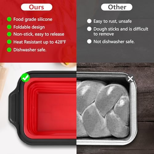 9 Inch Silicone Bread Loaf Pan with Metal Reinforced Frame, Nonstick