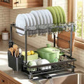 2-Tier Dish Drying Rack for Kitchen Counter, Black