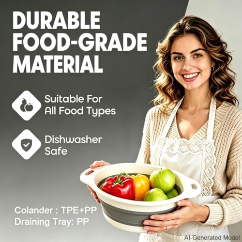 AUOON Collapsible Colander Set (3QT + 4QT) with Draining Base