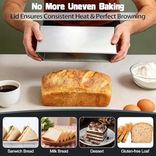 Pullman Loaf Pan with Lid 13x4 Uncoated Aluminized Steel for Sandwich