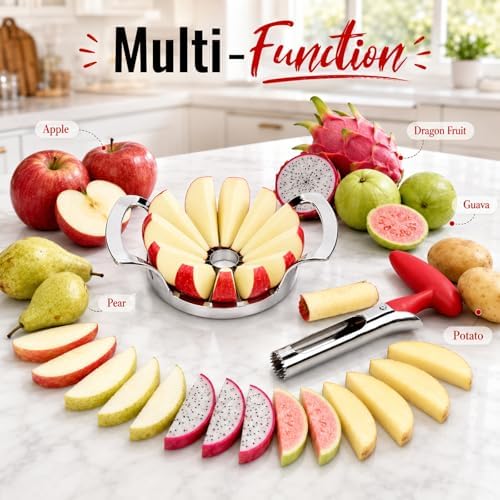 YYP Heavy Duty 12-Blade Apple Slicer, Extra Large Stainless Steel