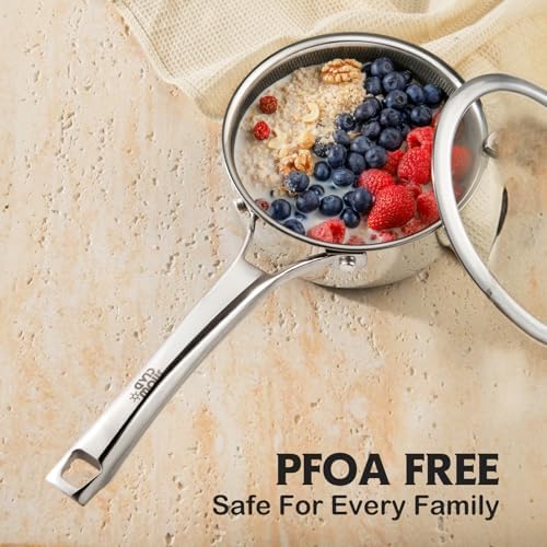 Sauce pan with lid,1.5 Quart Hybrid Nonstick Sauce pan