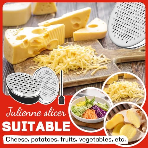 Cheese Grater with Container, Black Stainless Steel Zester for