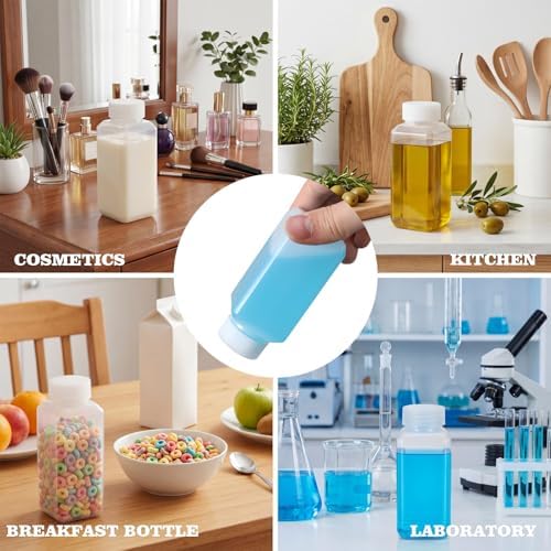 DEMORA 3.4oz Small Square Plastic Travel Bottles, Reusable Leak Proof