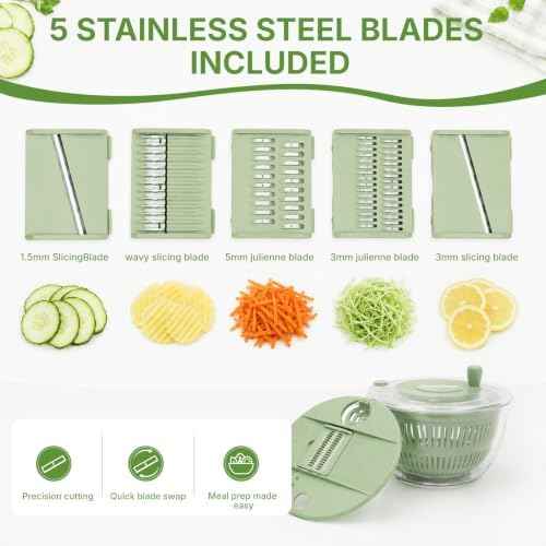 Salad Spinner 4.25qt, One‐touch Stop Button & Non‐slip Base, Vegetable