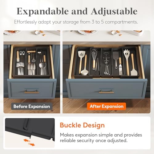 Lifewit Utensil Organizer, Adjustable Kitchen Drawer Organizer