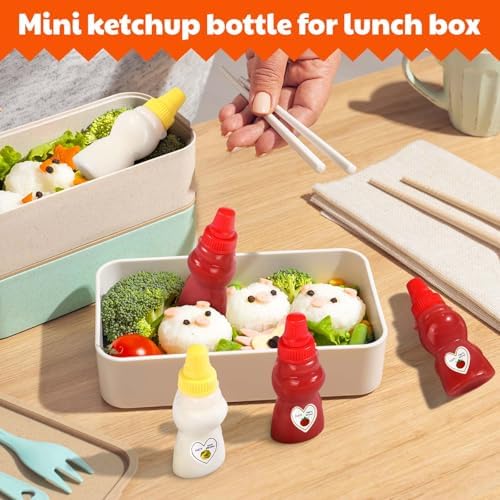 4 Pcs Mini Condiment Squeeze Bottles for Lunch Accessories, Mini