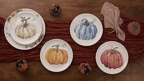 Bico Pumpkin Feast Salad Plates Set of 4, 8.75 Inch Ceramic Dessert