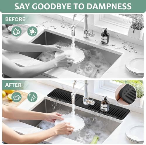 24 Inch Faucet Mat for Kitchen Sink Silicone Folding Faucet Mat for