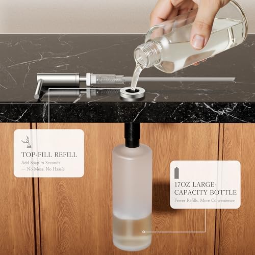 FORIOUS Soap Dispenser for Kitchen Sink, Brushed Nickel Stainless