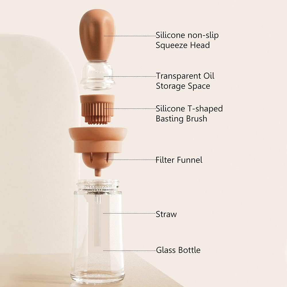 Oil Dispenser with Brush - Glass Olive Oil Dispenser for Kitchen, 2 IN