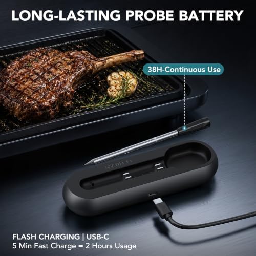 Ultrean Wireless Meat Thermometer, Magnetic Base