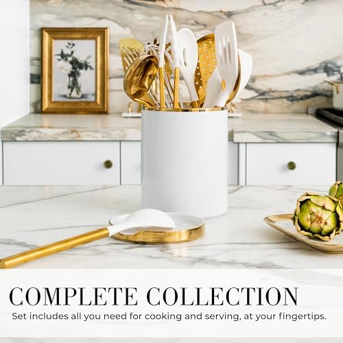 STYLED SETTINGS White and Gold Cooking Utensils Set, 13-Piece