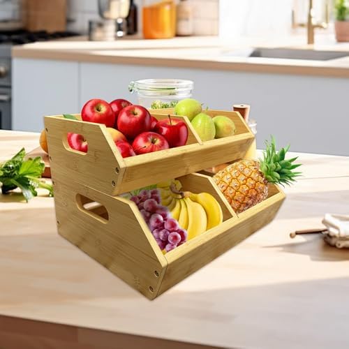 2-Pack Stackable Vegetable Storage Bins, Kitchen and Pantry Organizers
