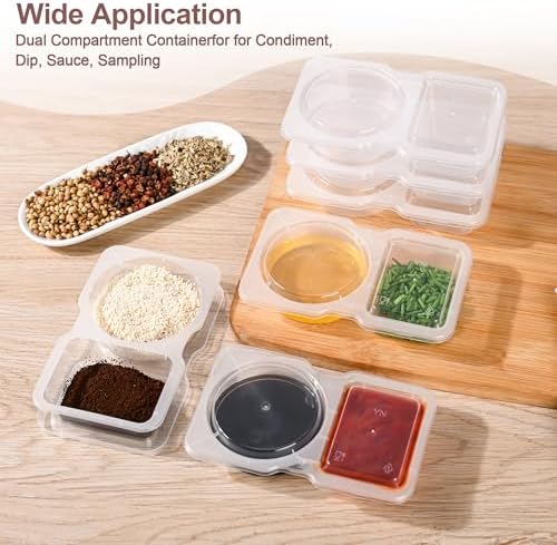 RXRRXR 20PCS Double Compartment Condiment Container With Lids