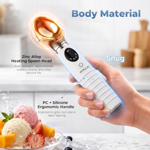 MYMULIKE Heated Ice Cream Scoop, 4 Temp Settings (100-160°F) for