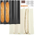4 Slot Baguette Baking Pan Set, French Bread Pan with Dough Scraper