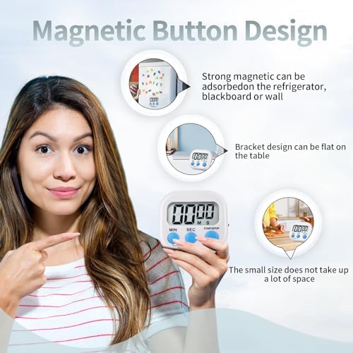6-Pack Magnetic Digital Kitchen Timers, Multicolor