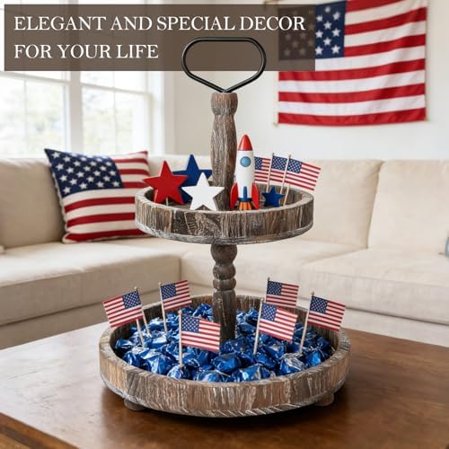 Horse Rustic Wooden Tiered Tray, 18.5x12.5 2 Tier Farmhouse Decor