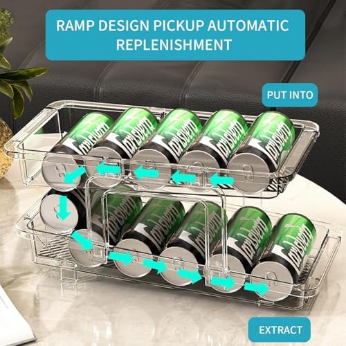 Adjustable Refrigerator Can Organizer, Clear Expandable Dispenser