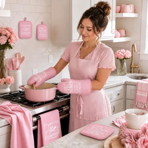 Sratte 6-Piece Pink Kitchen Decor Accessories Set